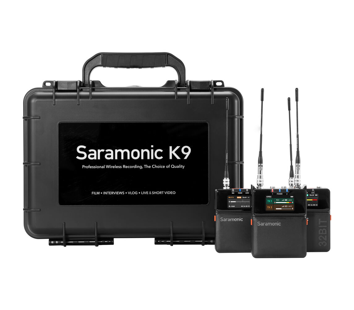 Беспроводная система Saramonic K9, TX+TX+RX, 3.5 мм TRS, УВЧ, 550-960 МГц, 2 канала, кейс
