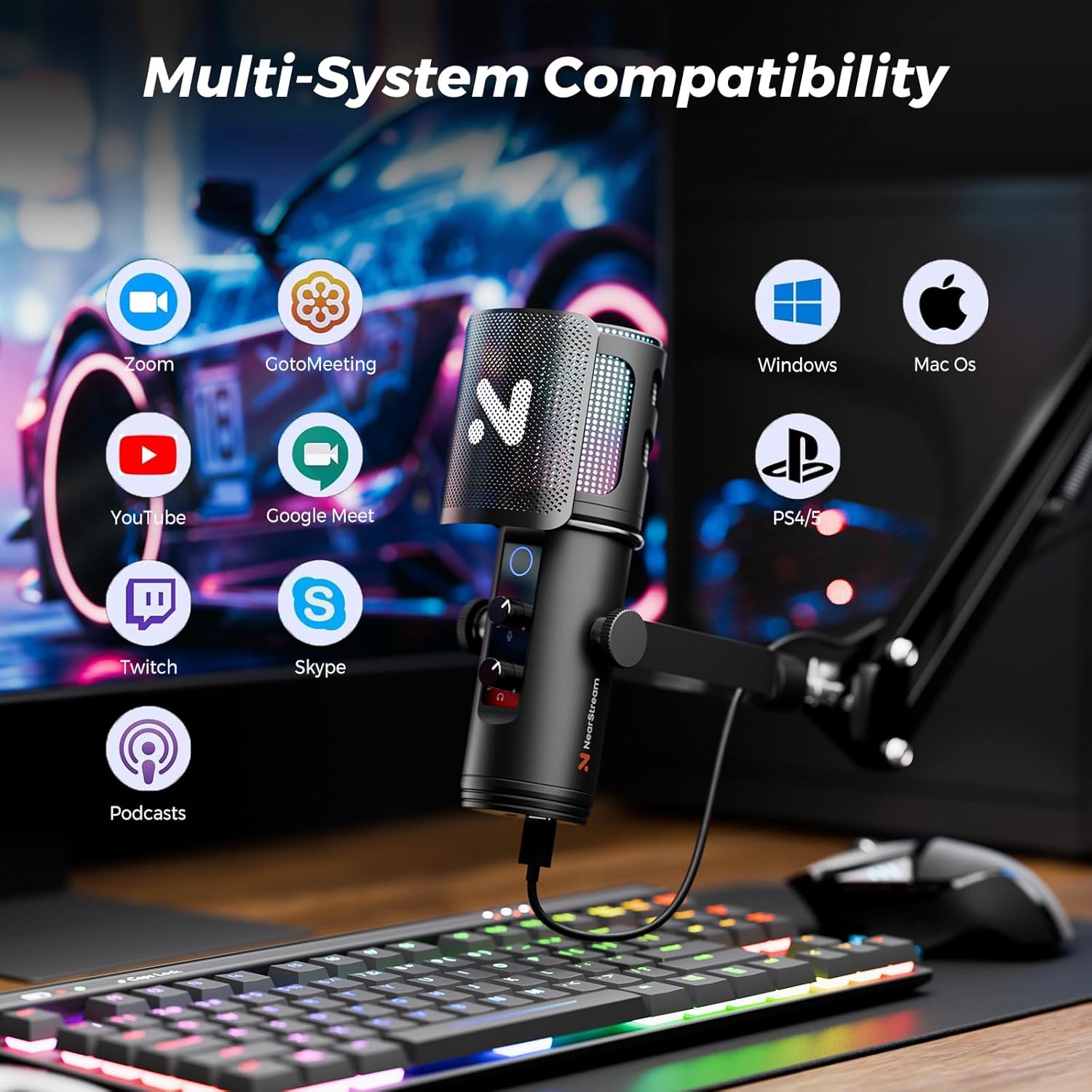 USB микрофон Nearity NearStream AM30U с RGB подсветкой и пантографом (уцененный)