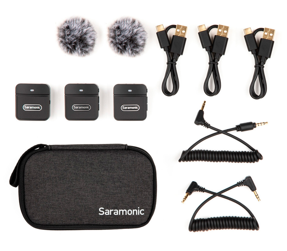 Беспроводная система Saramonic Blink100 B2, TX+TX+RX, 2.4 ГГц, 3.5 мм TRS / TRRS