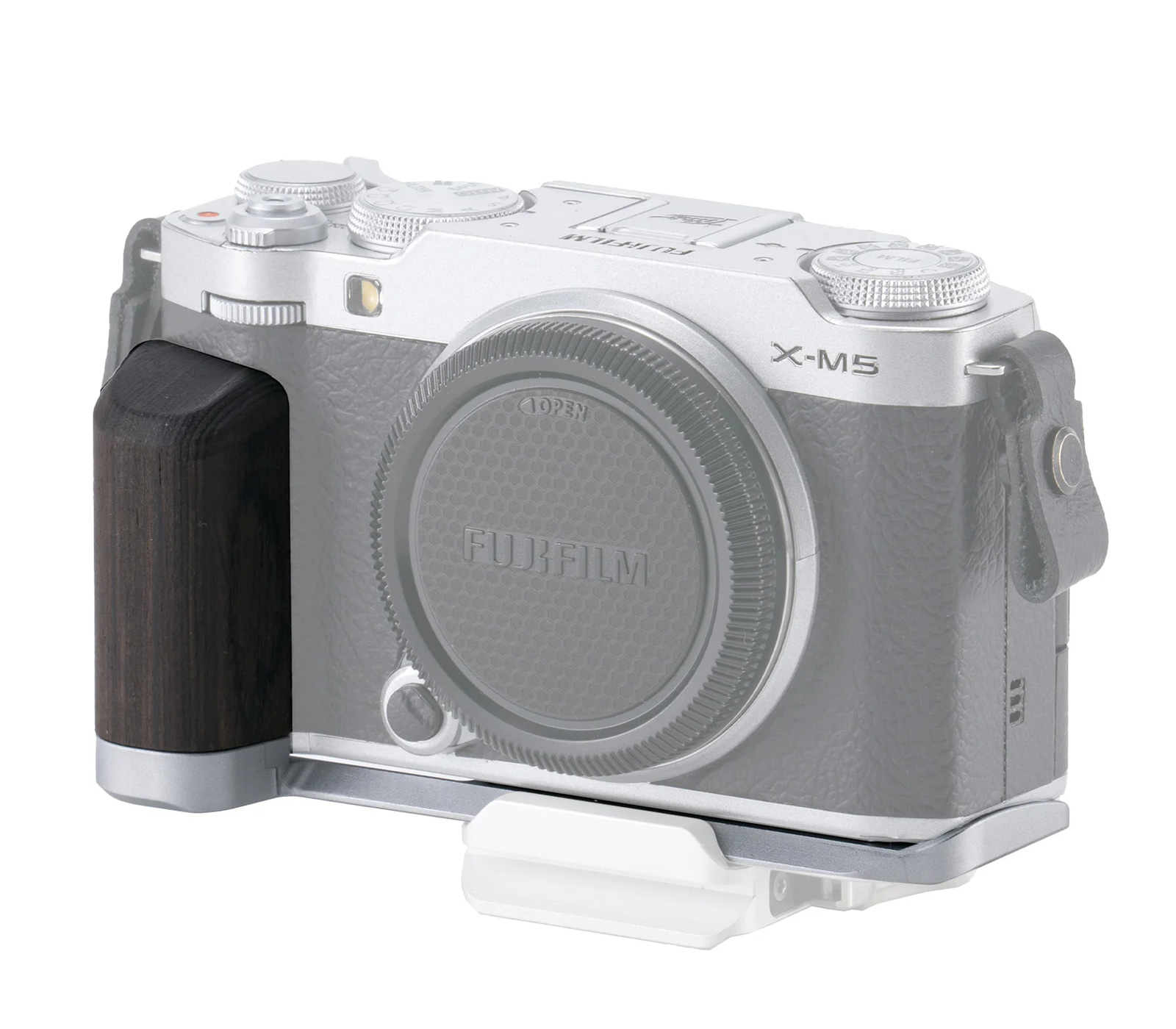 Рукоятка Tilta Mounting Baseplate with Wooden Grip для Fujifilm X-M5, серебристая