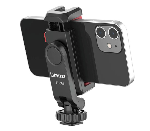Держатель для смартфона, Ulanzi ST-06S, поворотный, с 2 башмаками, черный