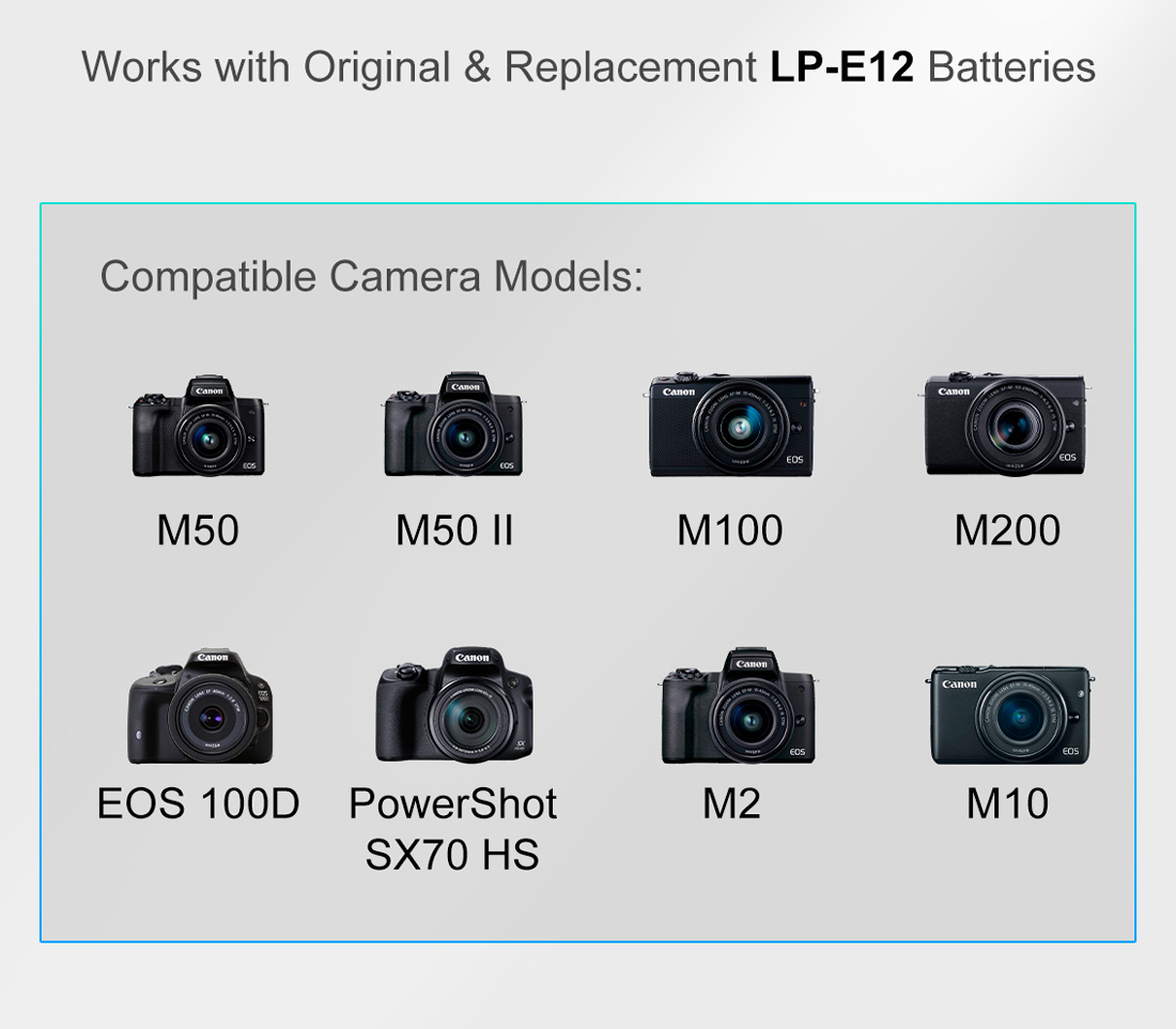 Зарядный кейс Kingma BM070-LPE12 для 2х Canon LP-E12, черный