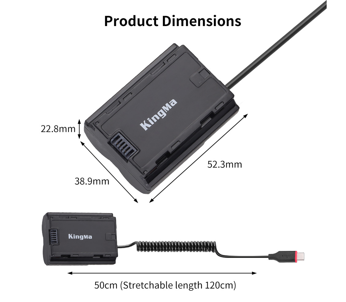 Адаптер питания Kingma TC-W235, USB Type C, вместо Fujifilm NP-W235