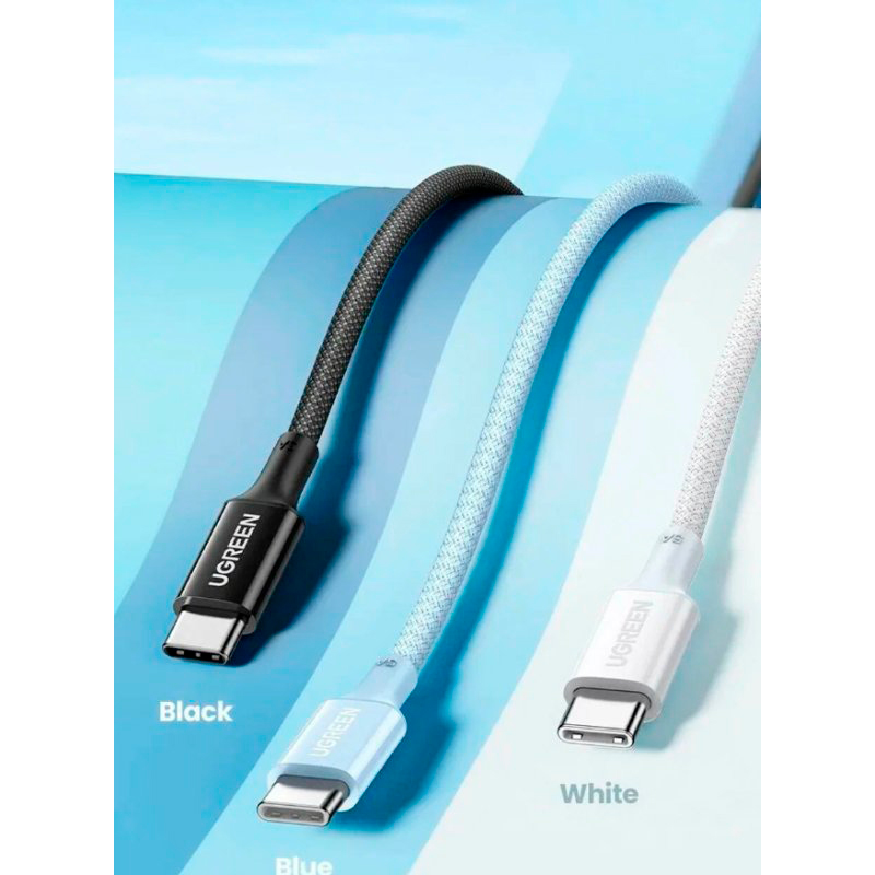 Кабель Ugreen L502, USB-C - USB-C, 100 Вт, 5A, 1 м, черный