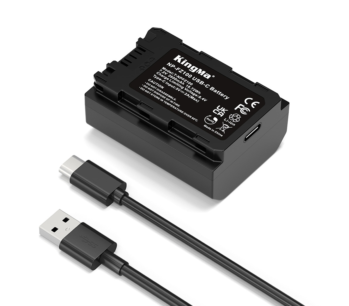 Аккумулятор Kingma NP-FZ100 с портом зарядки Type-C, 2600 мАч