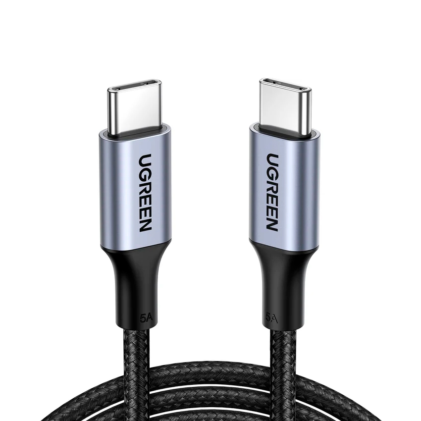 Кабель Ugreen US316, USB-C - USB-C, 100 Вт, 5A, 3 м, серый