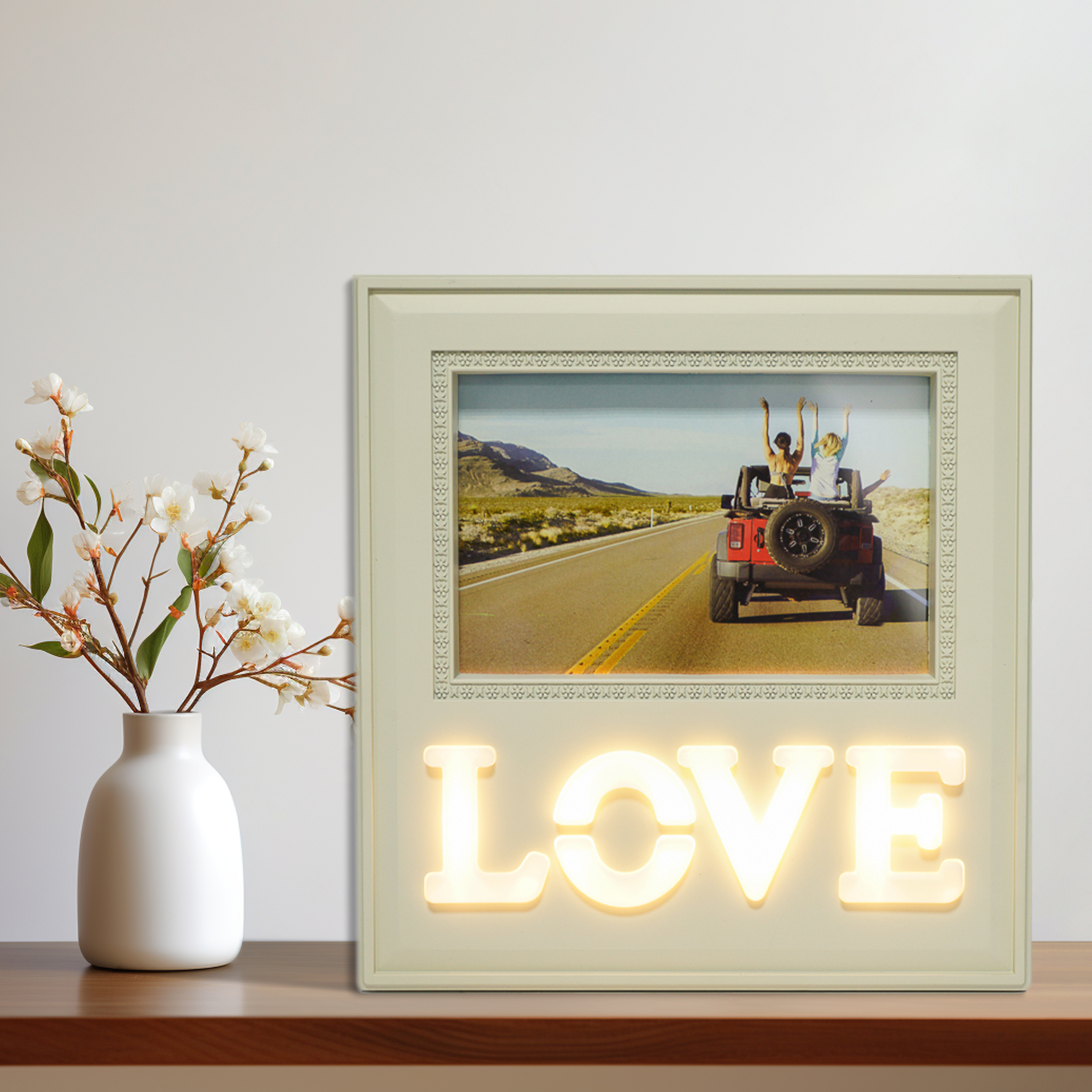 Фоторамка Fotografia LED 1 фото 10х15 см, с подсветкой, кремовая