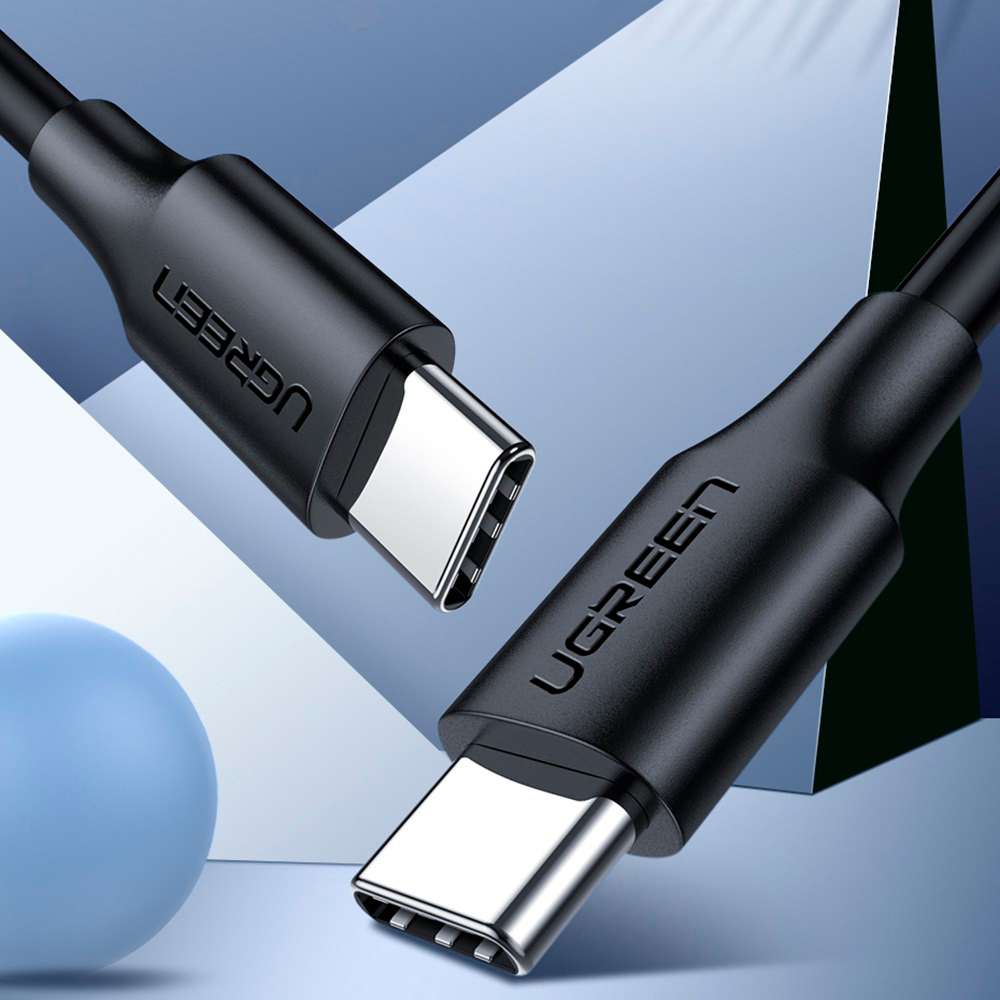 Кабель Ugreen US286, USB-C - USB-C, 60 Вт, 3A, 2 м, черный