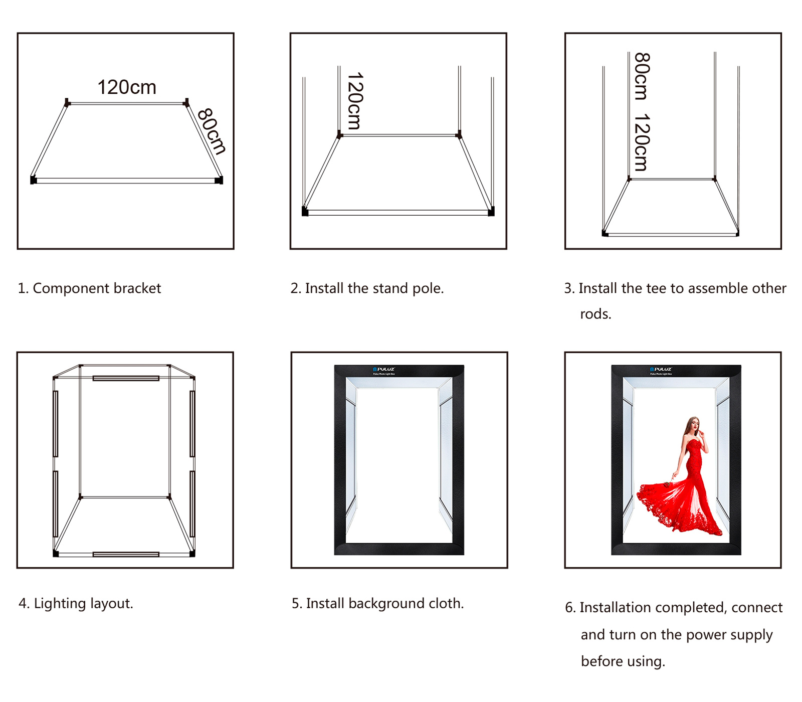 Портативная студия-бокс Puluz PU5210 240W Photo Light Studio Box, 200х120х80 см