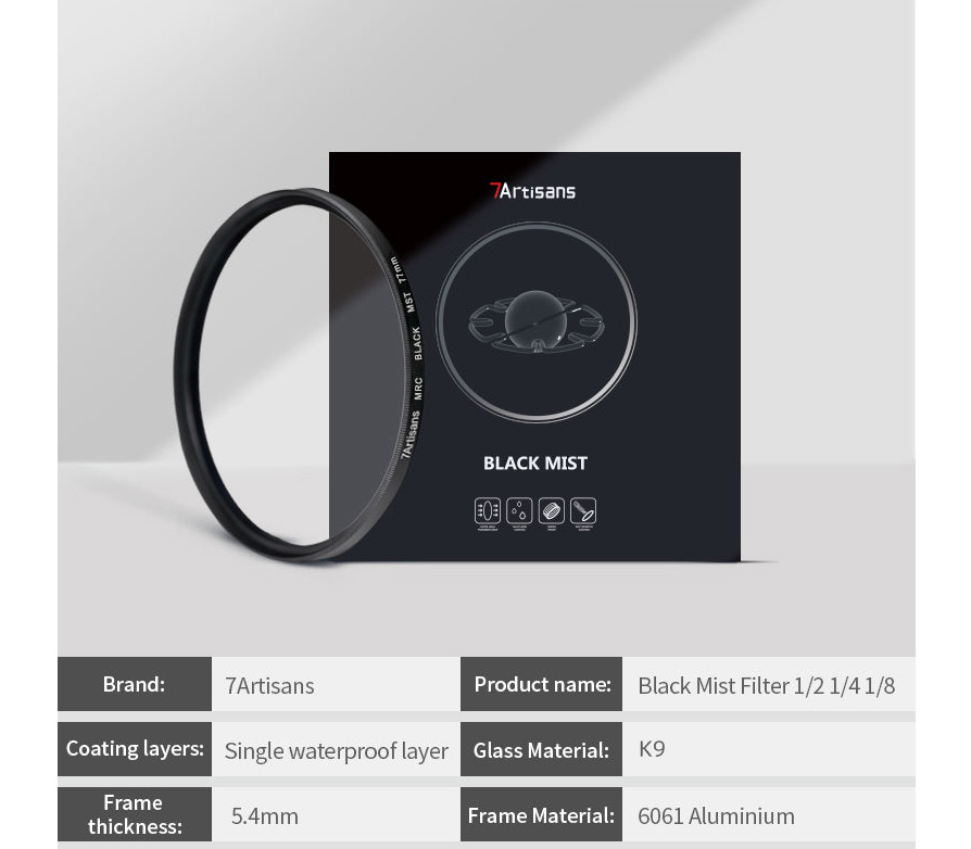 Светофильтр 7Artisans Black Mist 1/2 82mm