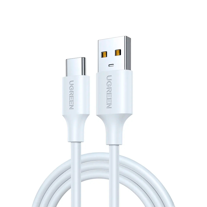 Кабель Ugreen US287, USB-A - USB-C, 100 Вт, 5A, 1.5 м, белый