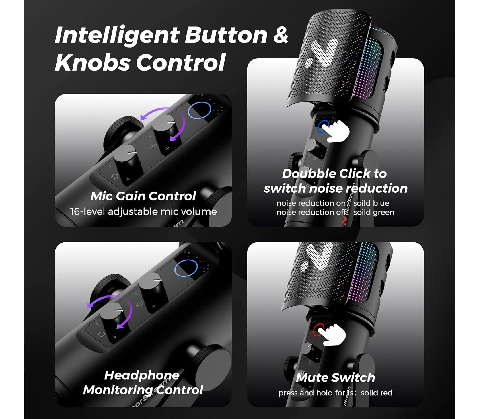 USB микрофон Nearity NearStream AM35U, с RGB подсветкой и шумоподавлением