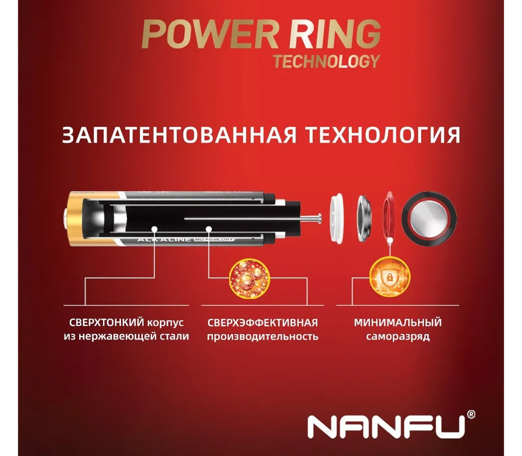 Батарейки Nanfu AA Power Ring, 2 шт.