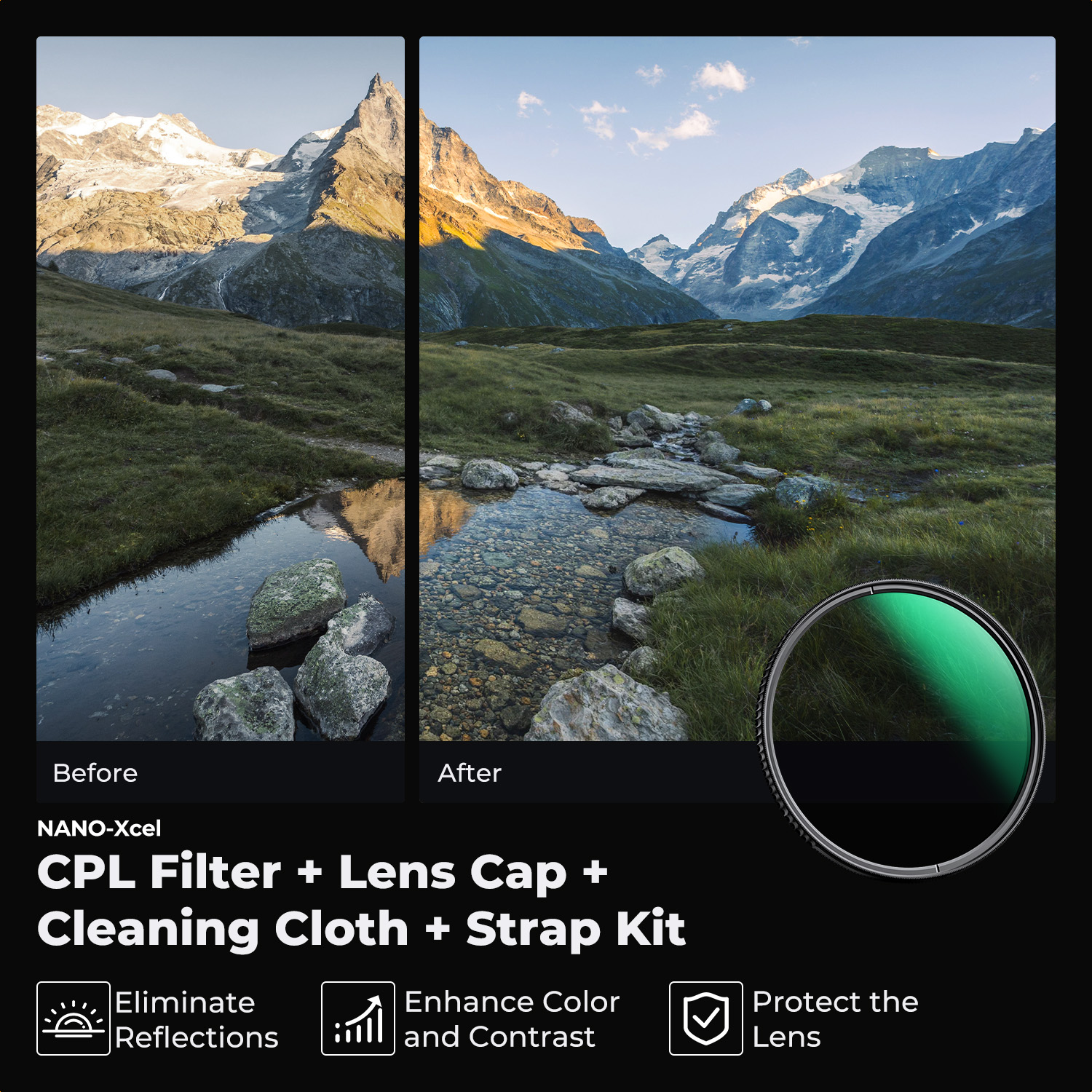Светофильтр K&F Concept XC16 Nano-X CPL Green Coated 86mm