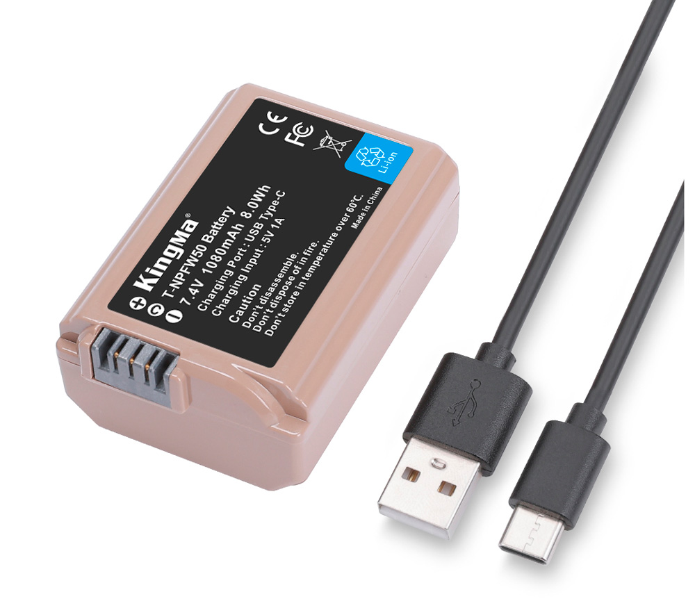 Аккумулятор Kingma NP-FW50, 1080 мАч, с портом зарядки Type-C
