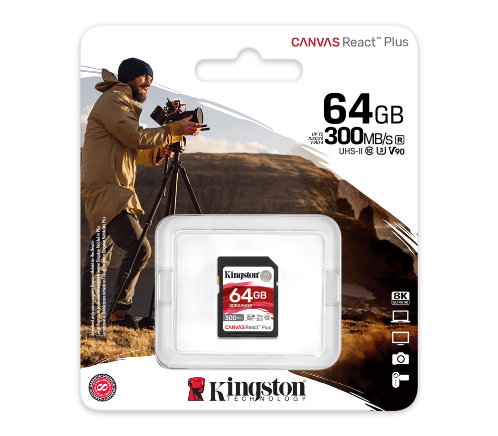 Карта памяти Kingston SDXC 64GB Canvas React Plus UHS-II V90 260/300Mb/s