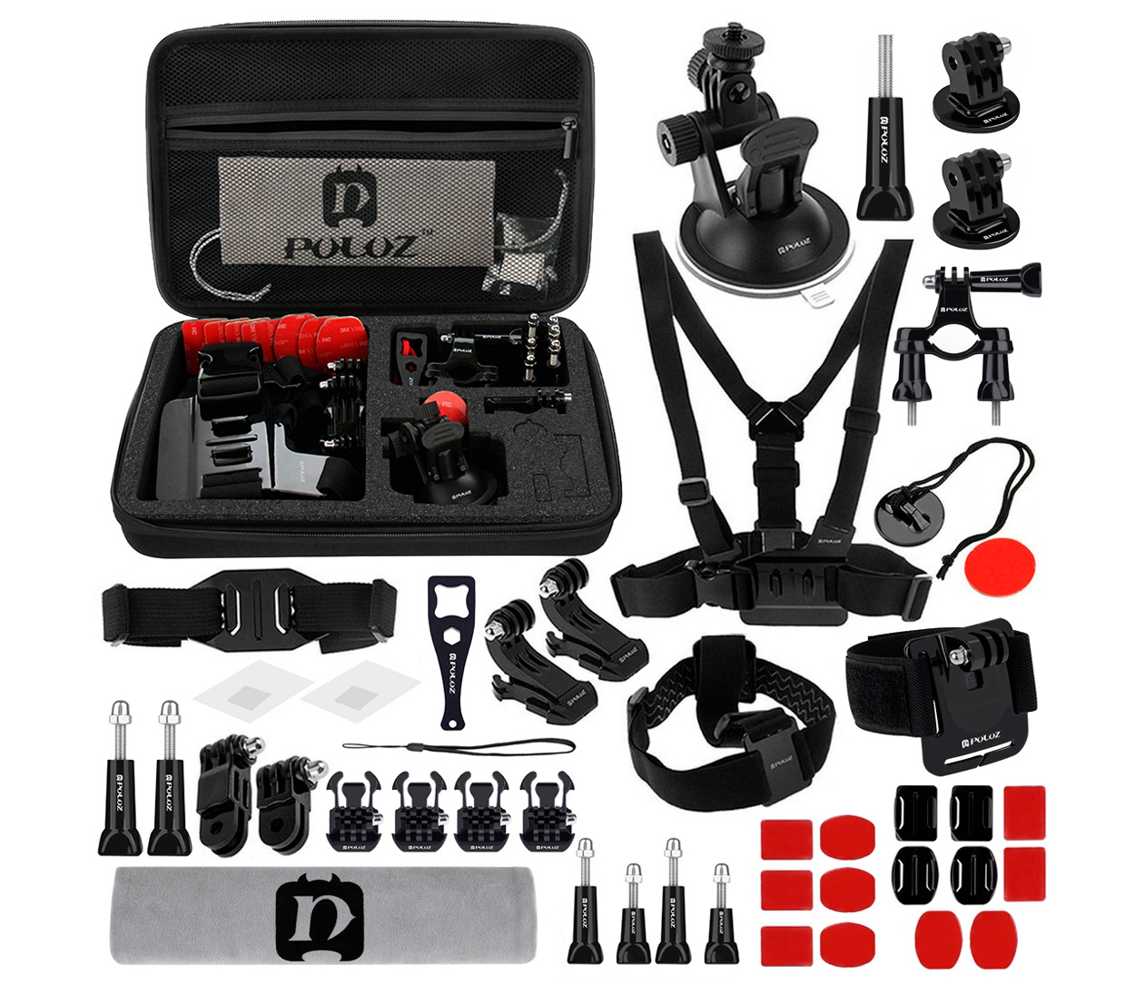 Комплект аксессуаров Puluz PKT10 Accessories Combo Kit 45 в 1 для экшн-камер, в кейсе