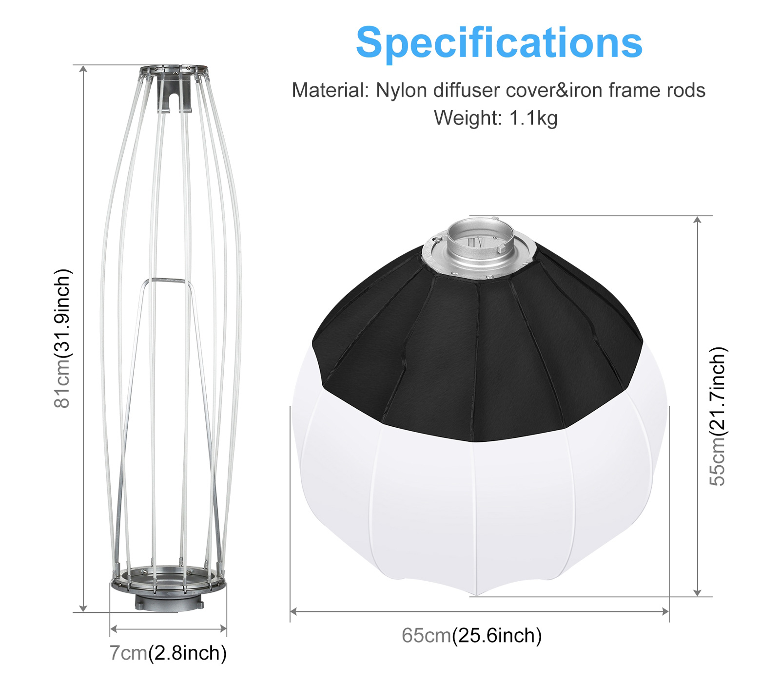 Софтбокс Puluz PU3057 Lantern Softbox, быстрораскладной, 65 см, Bowens (уцененный)