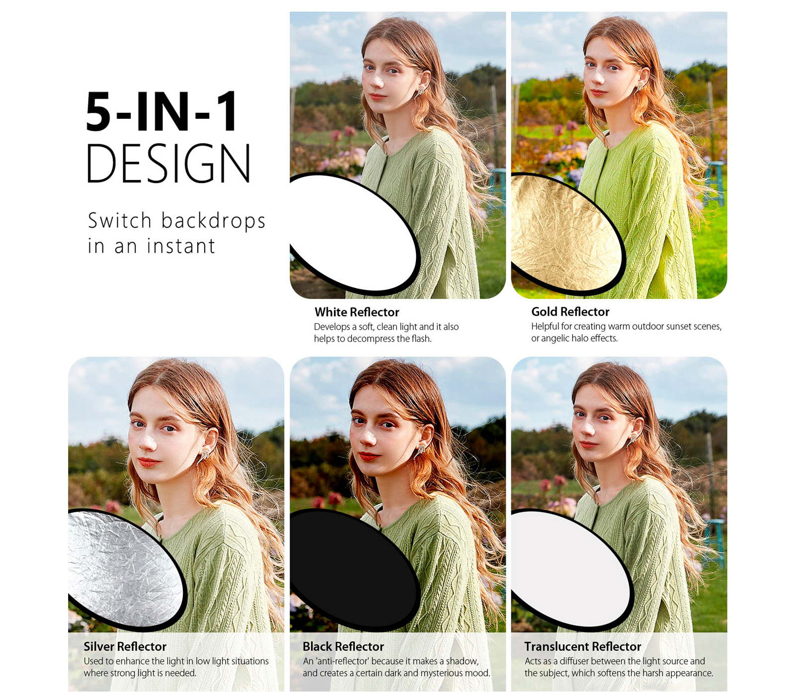 Отражатель Puluz PU5111, 60 см, 5 в 1