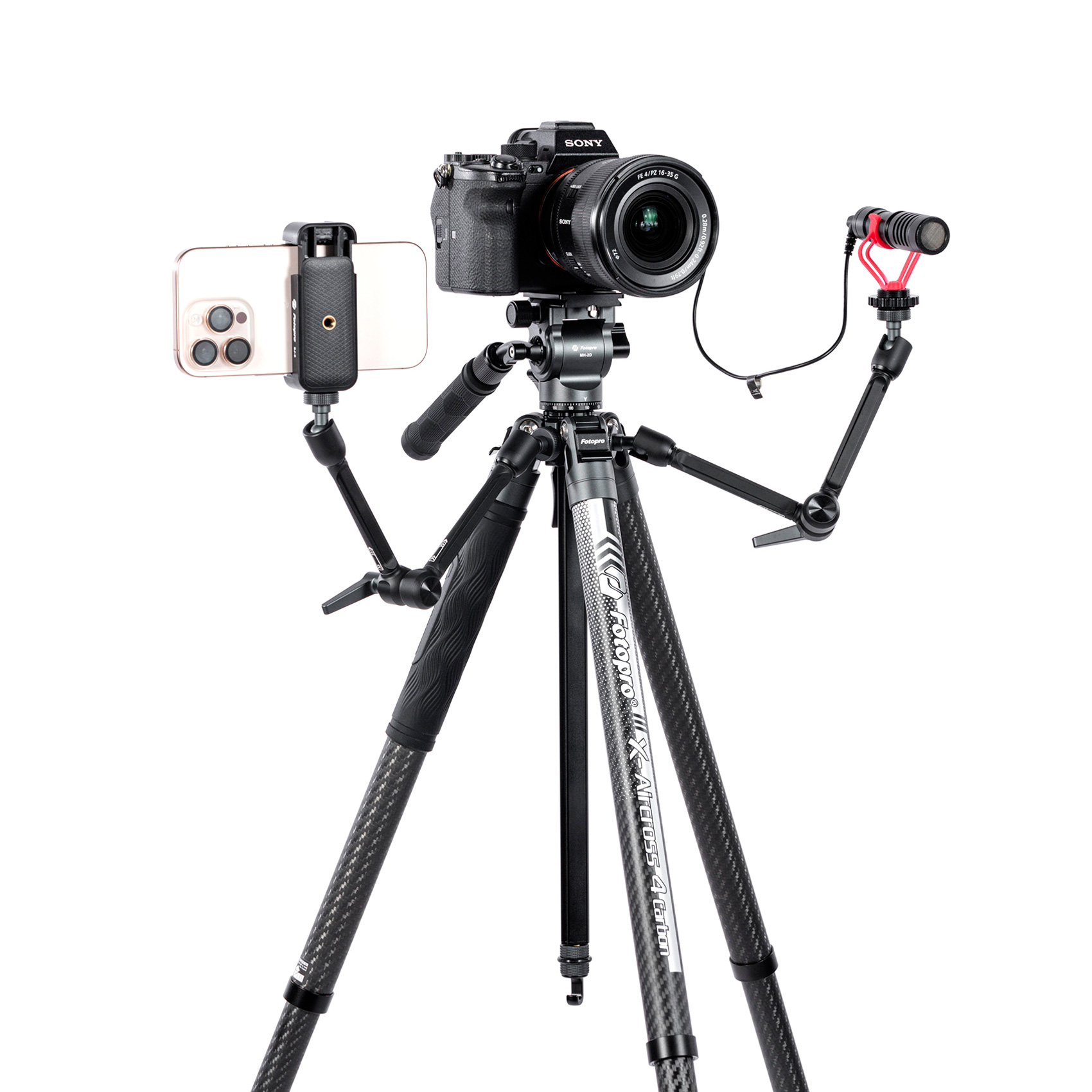 Штатив Fotopro X-Aircross 4 Video Gray, карбоновый, с головой MH-2D, до 3 кг