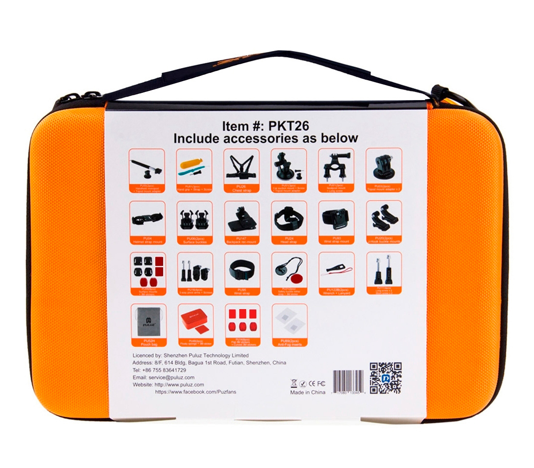 Комплект аксессуаров Puluz PKT26 Accessories Combo Kit 53 в 1 для экшн-камер, в кейсе