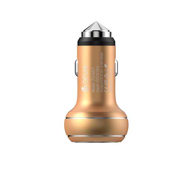 Автомобильное зарядное устройство Devia Thor Dual USB Port Car Charger, золотое