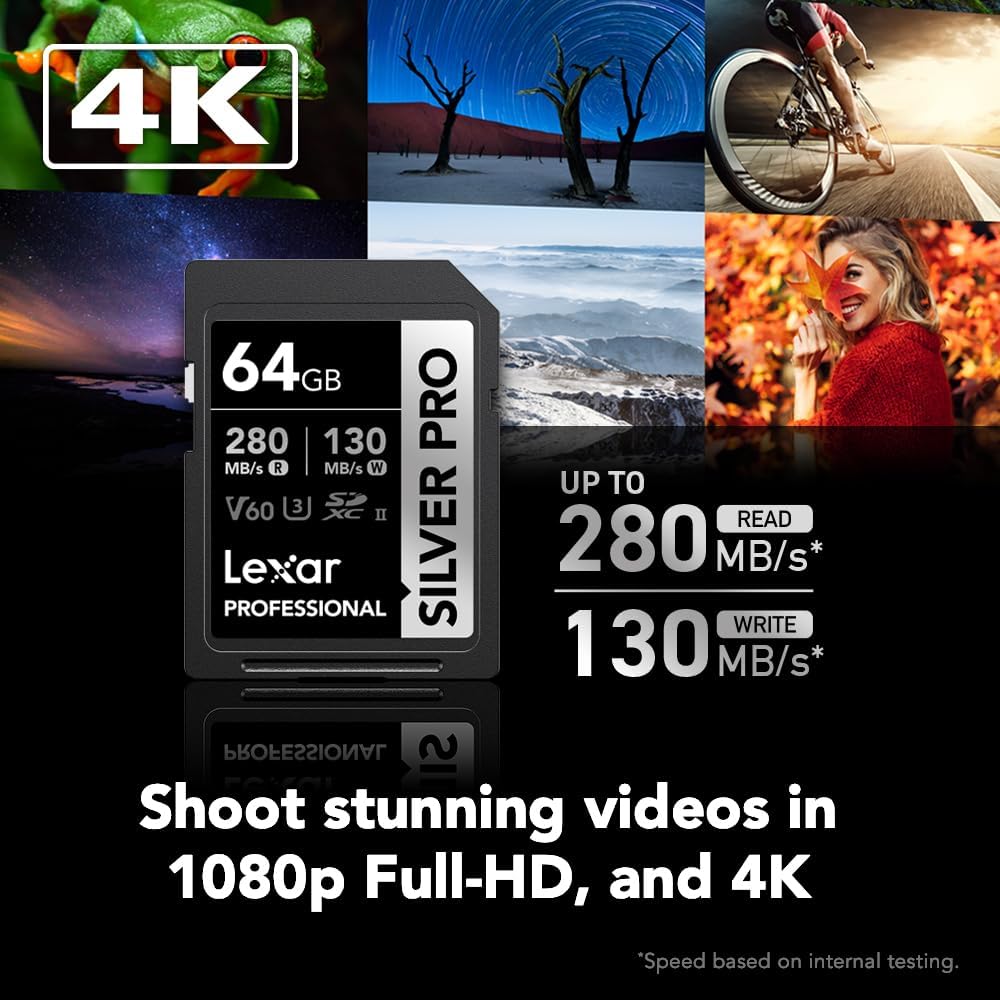Карта памяти Lexar SDXC 64GB Professional Silver PRO UHS-II U3 V60 (280/130 MB/s)