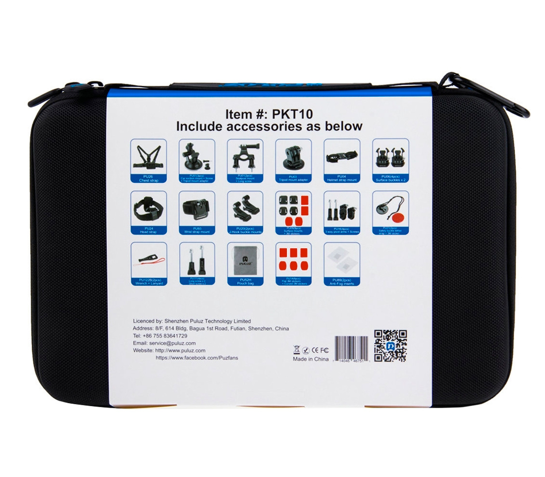 Комплект аксессуаров Puluz PKT10 Accessories Combo Kit 45 в 1 для экшн-камер, в кейсе