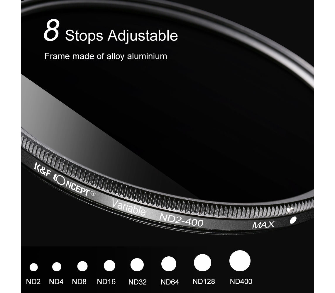 Светофильтр K&F Concept KV32 Slim Variable Fader NDX, ND2-ND400, 72 мм