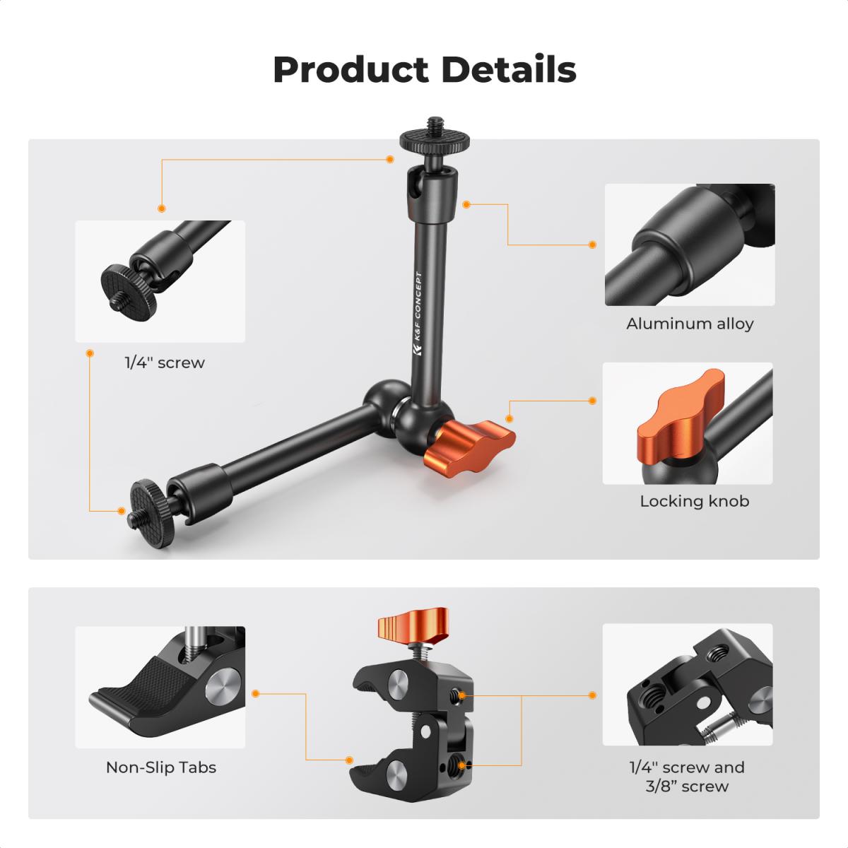 Кронштейн K&F Concept MS32 Magic Arm + зажим Simple Clamp