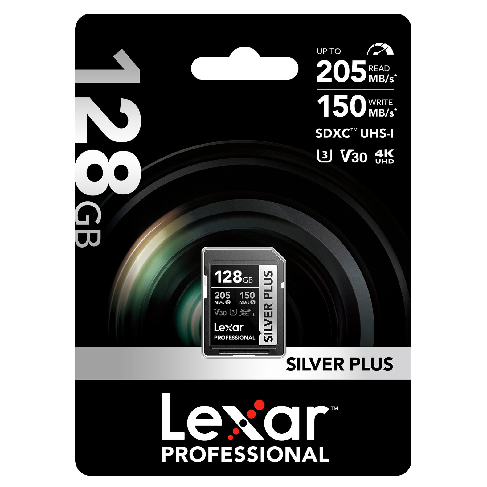 Карта памяти Lexar SDXC 128GB Professional Silver Plus UHS-I U3 V30 (205/150 MB/s)