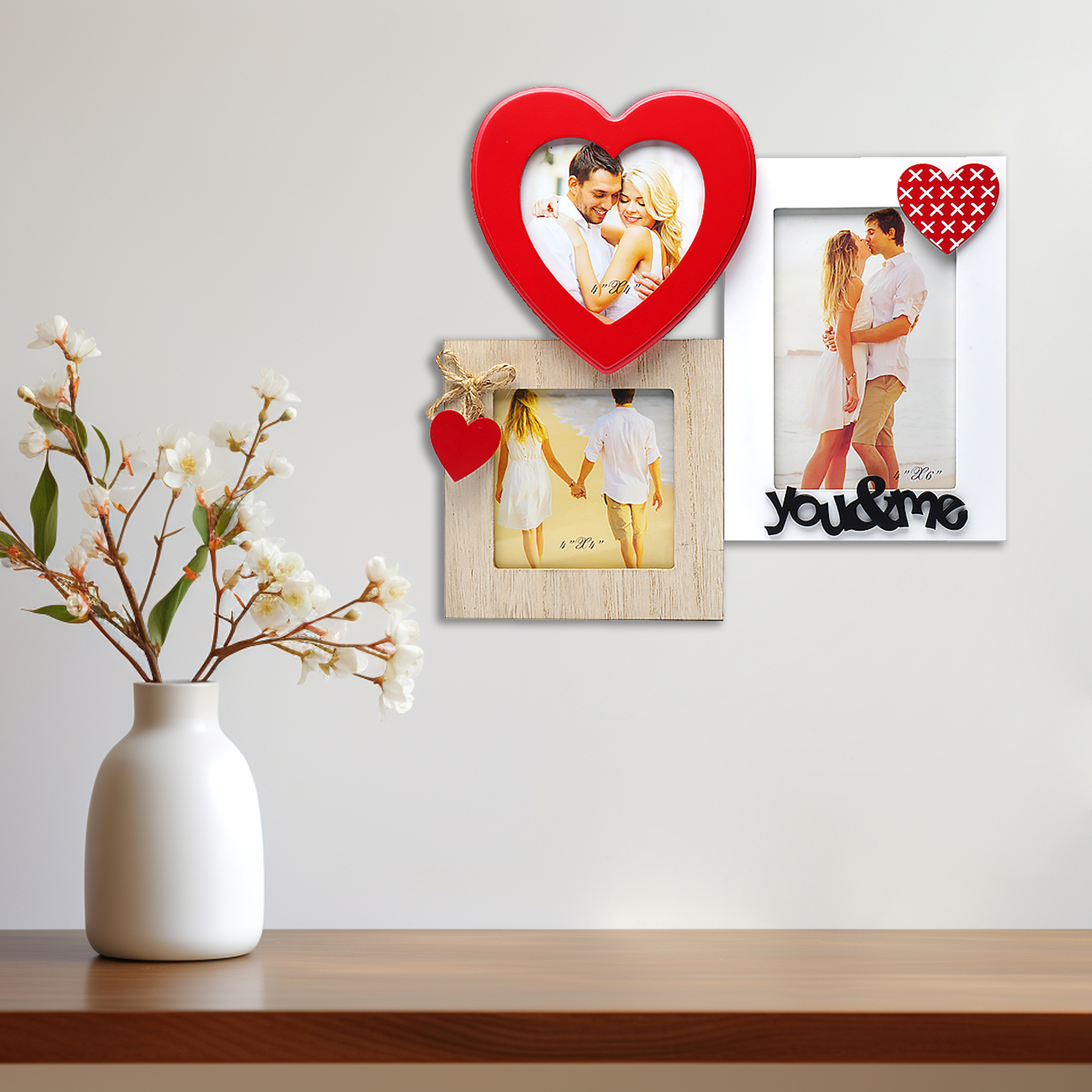 Мультирамка Fotografia MDF 3 фото Романтика (1х 10х15 см + 2х 10x10 см)