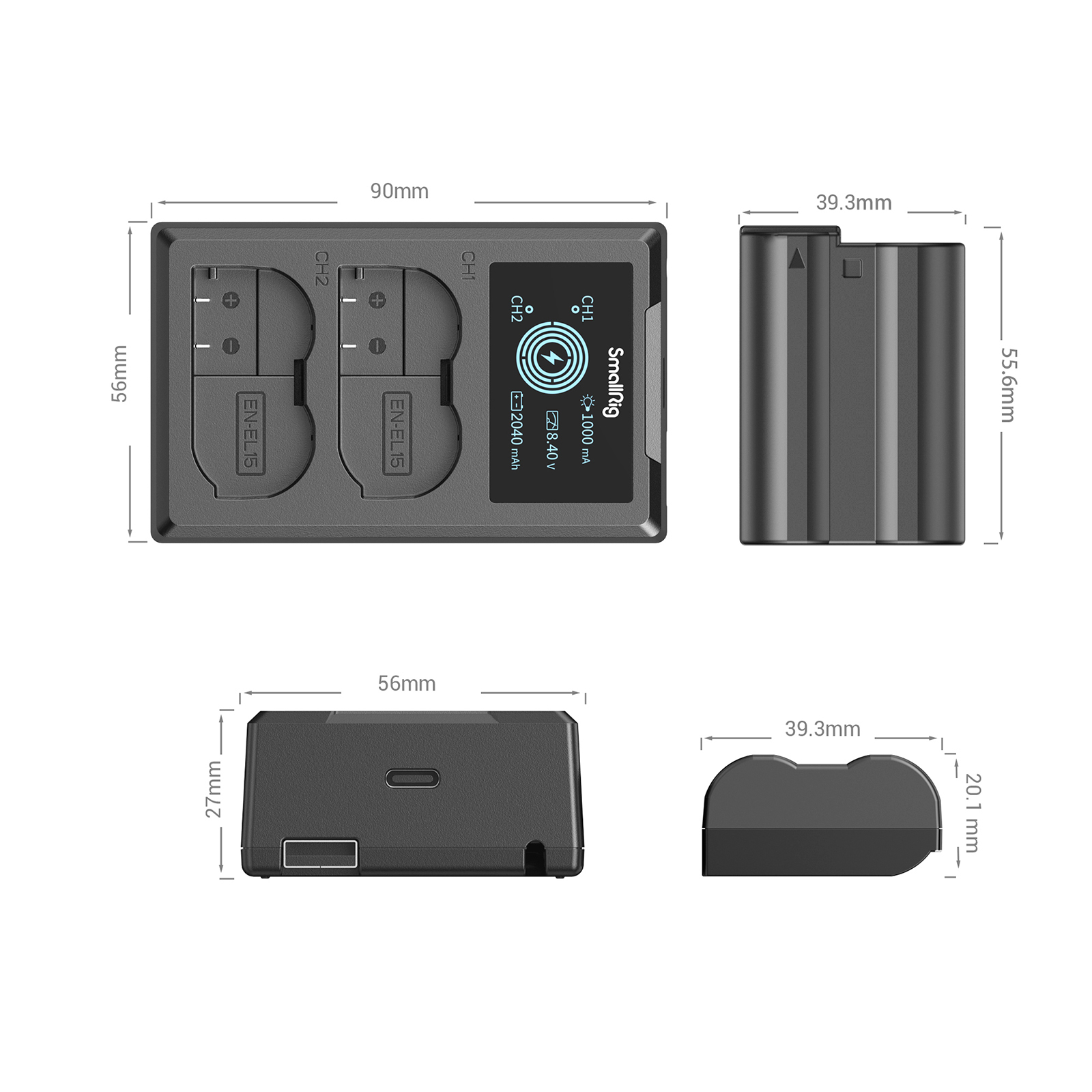 Аккумуляторы SmallRig EN-EL15, с зарядным устройством (3820B)