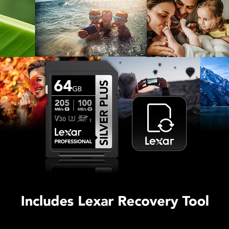 Карта памяти Lexar SDXC 64GB Professional Silver Plus UHS-I U3 V30 (205/100 MB/s)