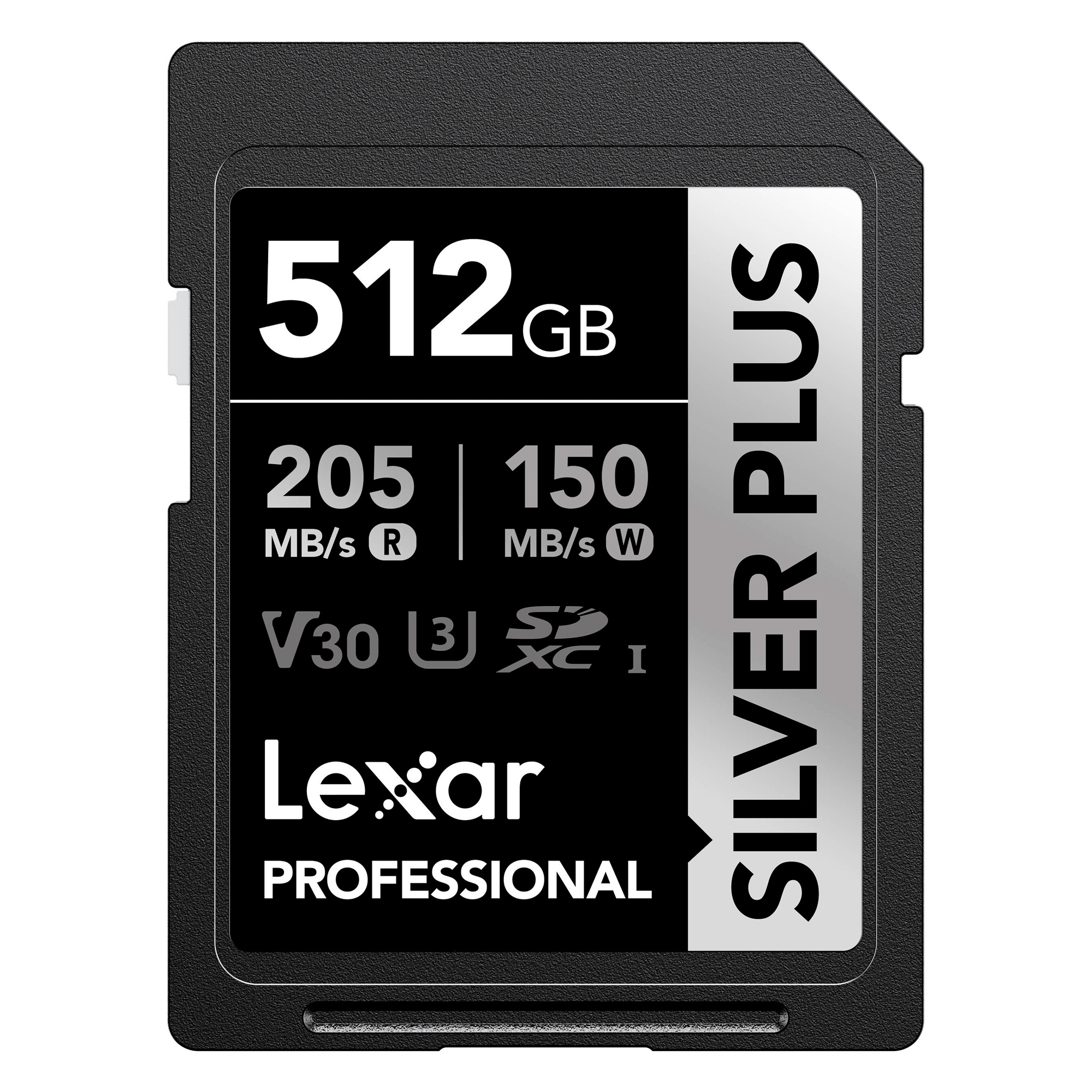 Карта памяти Lexar SDXC 512GB Professional Silver Plus UHS-I U3 V30 (205/150 MB/s)