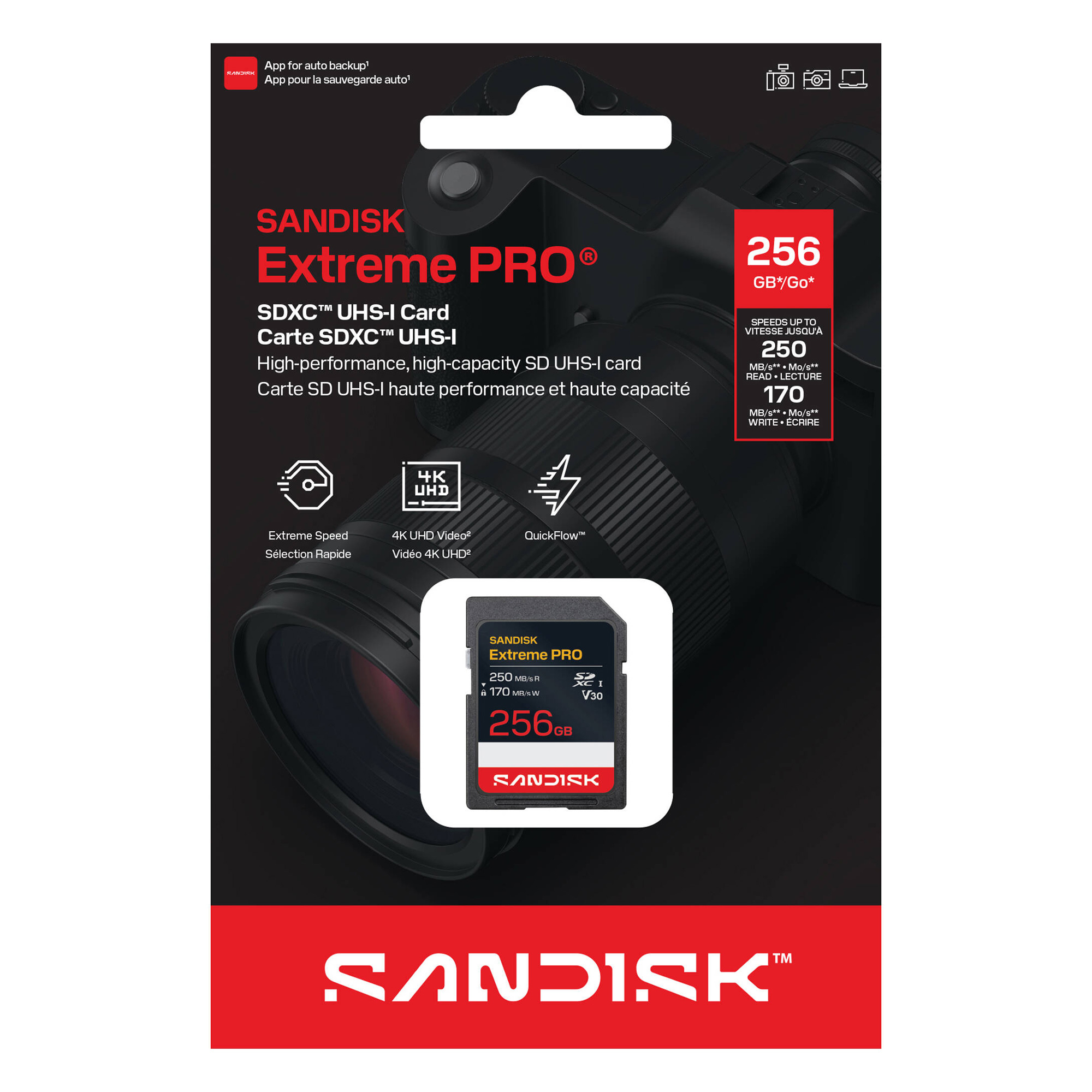 Карта памяти SanDisk SDXC 256GB Extreme Pro UHS-I V30 R250/W170MB/s