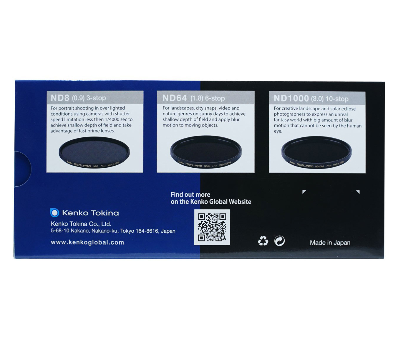 Светофильтры Kenko Real Pro ND KIT 8/64/1000, 77mm