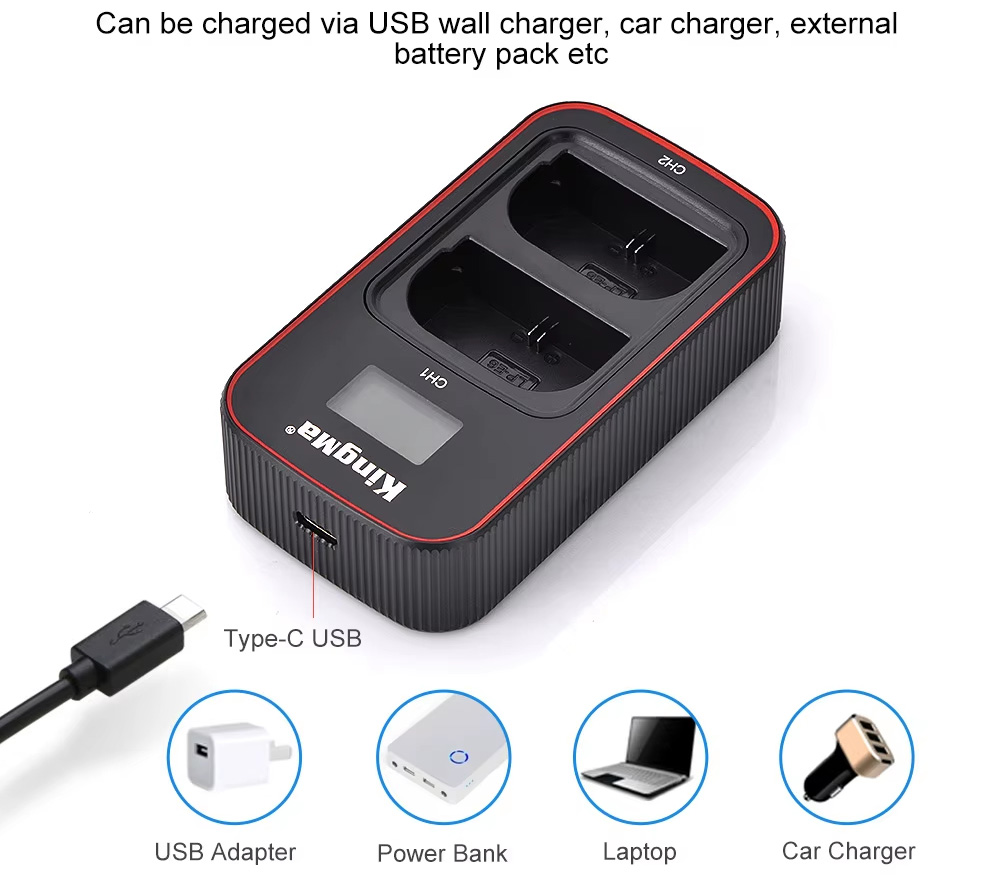 Зарядное устройство Kingma BM058 + 2 аккумулятора LP-E6NH 2000 мАч