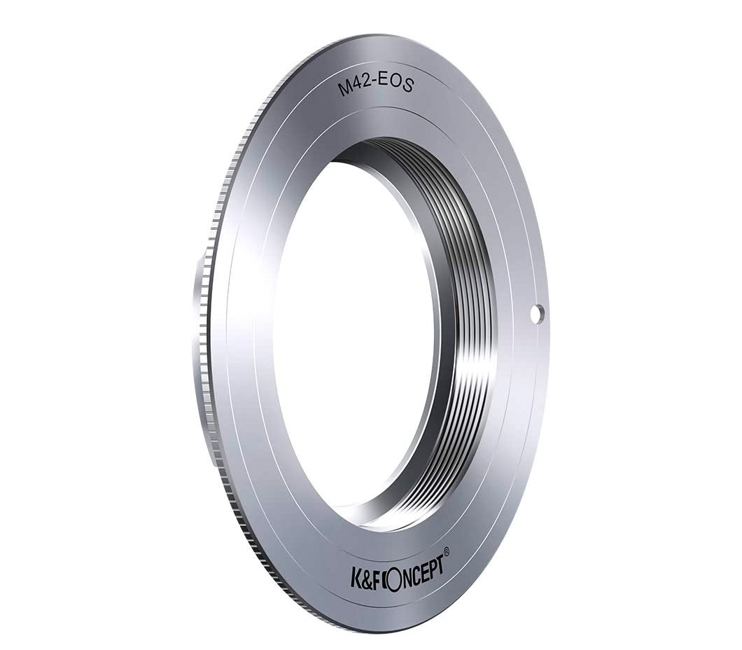 Переходное кольцо K&F Concept M42-EOS, для объективов M42 на камеры Canon EF/EF-S, серебристое