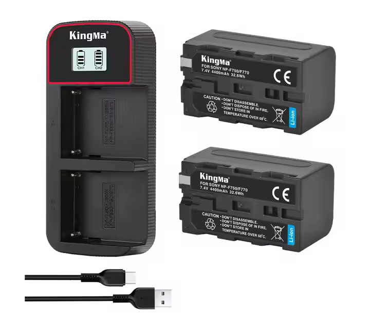 Зарядное устройство Kingma BM058 + 2 аккумулятора NP-F750 4400 мАч