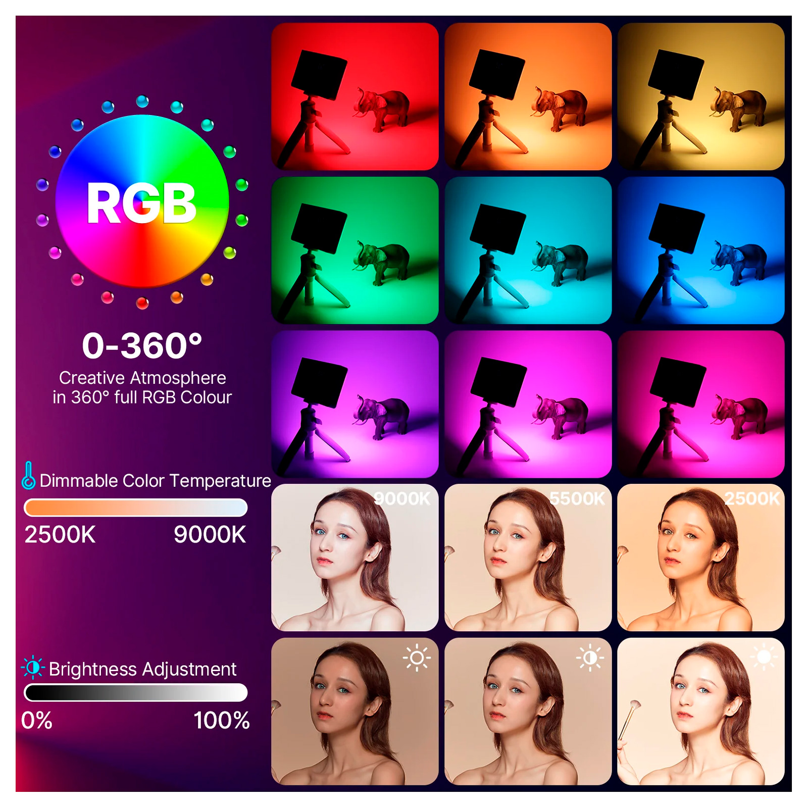 Осветитель Ulanzi LT-002, 2500-9000K, RGB, 10 Вт
