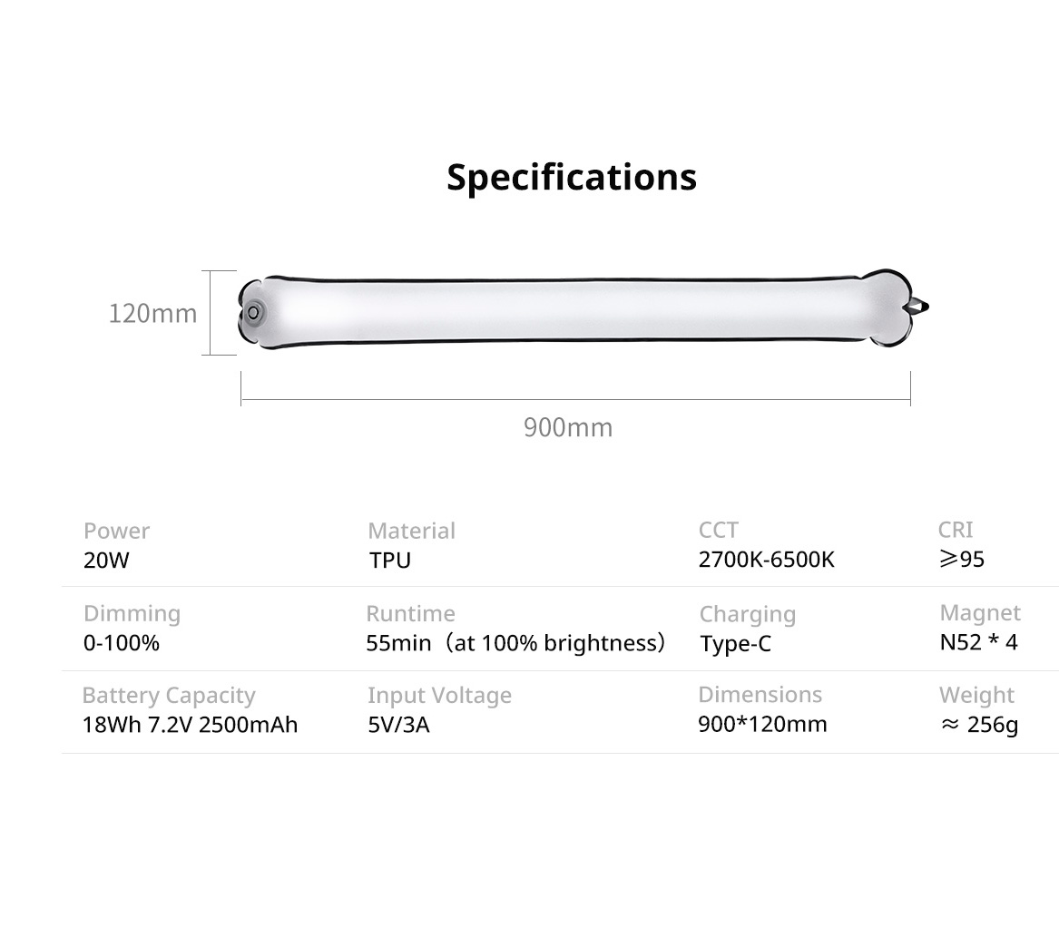 Осветитель Ulanzi UA20 20W Column Light, надувной, 2700-6500К, 20 Вт