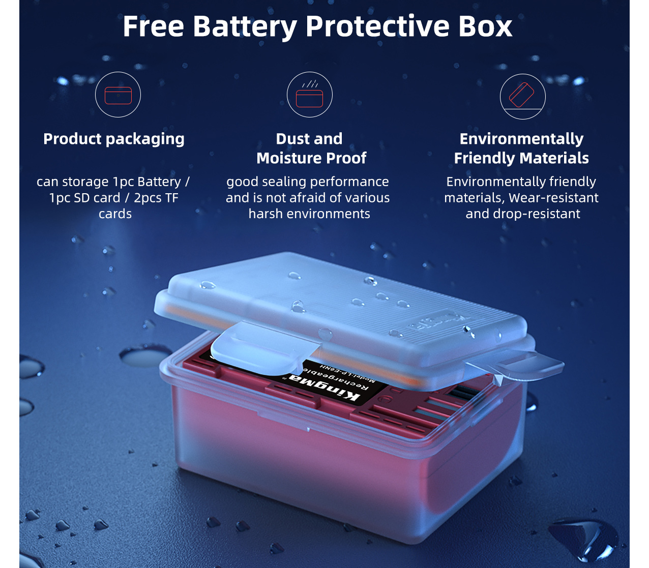 Аккумулятор Kingma LP-E6NH с защитным кейсом, 2600 мАч