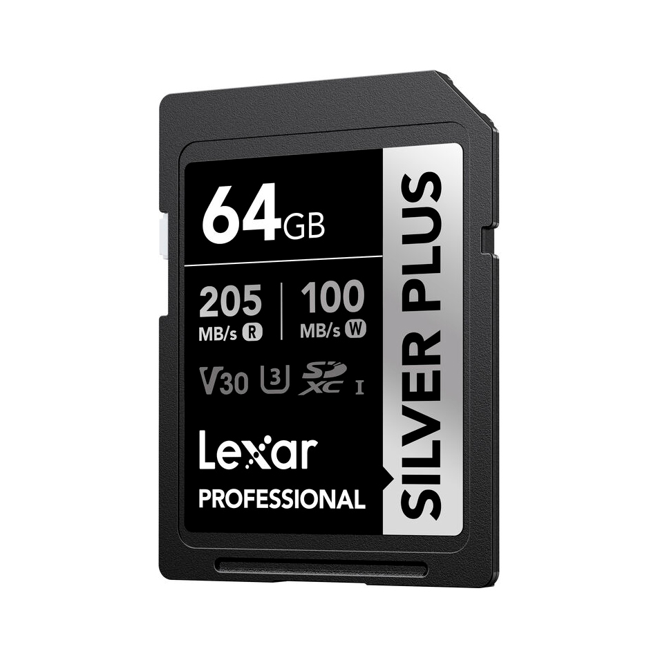 Карта памяти Lexar SDXC 64GB Professional Silver Plus UHS-I U3 V30 (205/100 MB/s)