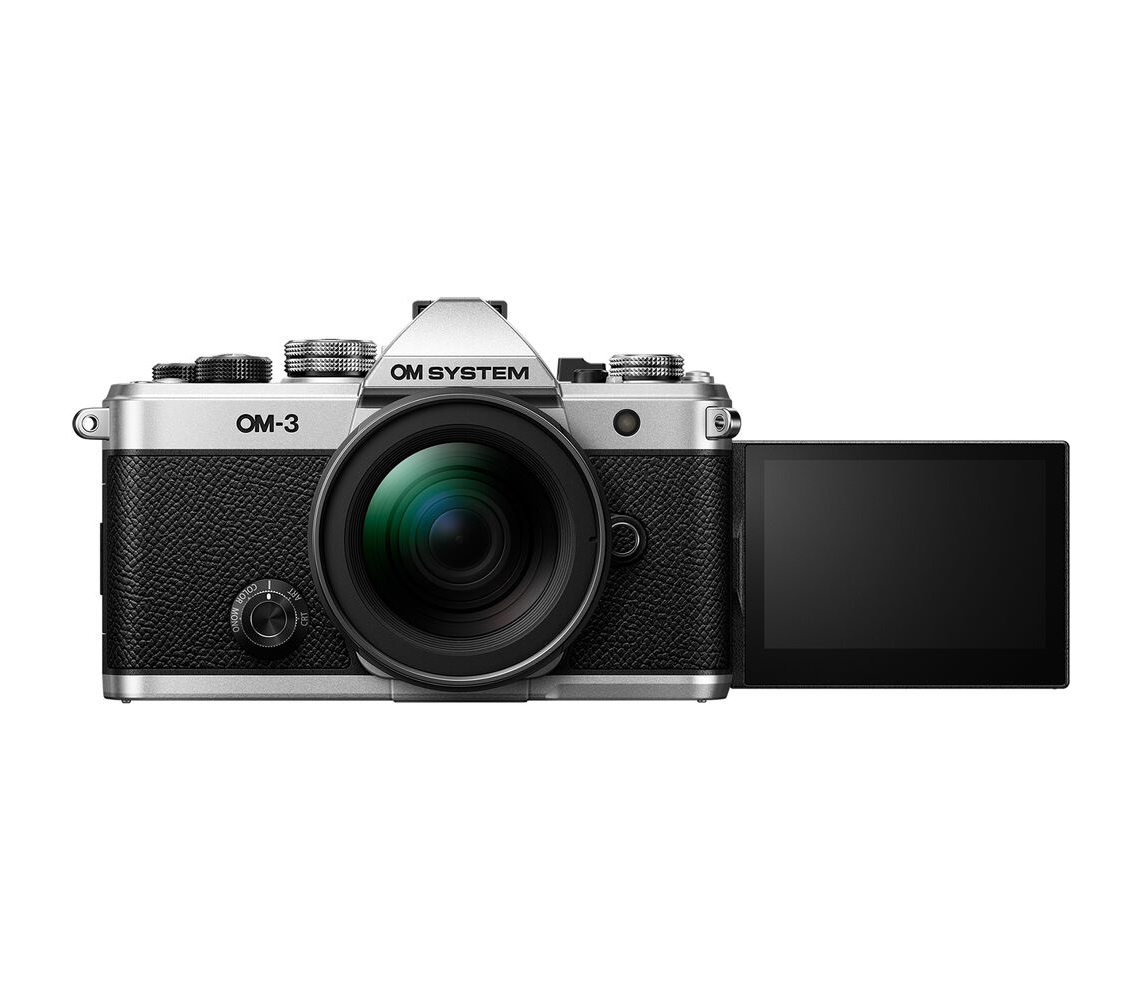Беззеркальный фотоаппарат OM System OM-3 Kit серебристый + 12-45mm f/4.0 Pro, черный