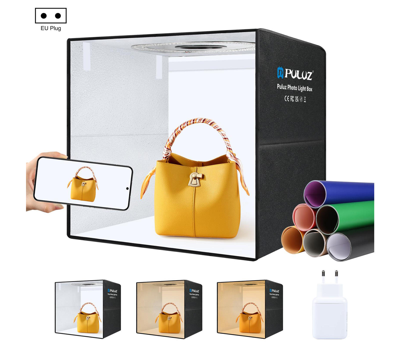 Фотобокс Puluz 50 см, с кольцевой подсветкой 30Вт и 6 фонами (уцененный)