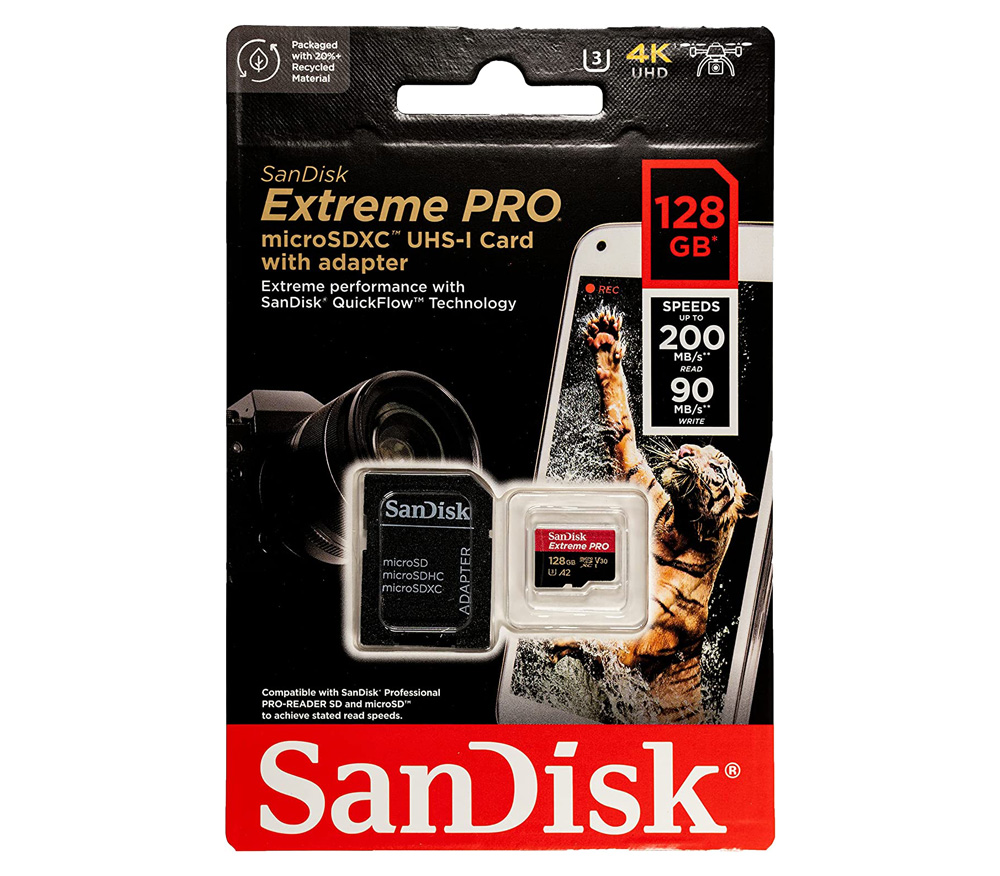 Карта памяти SanDisk MicroSDXC 128GB Extreme PRO V30 U3 A2 200/90 МБ/с