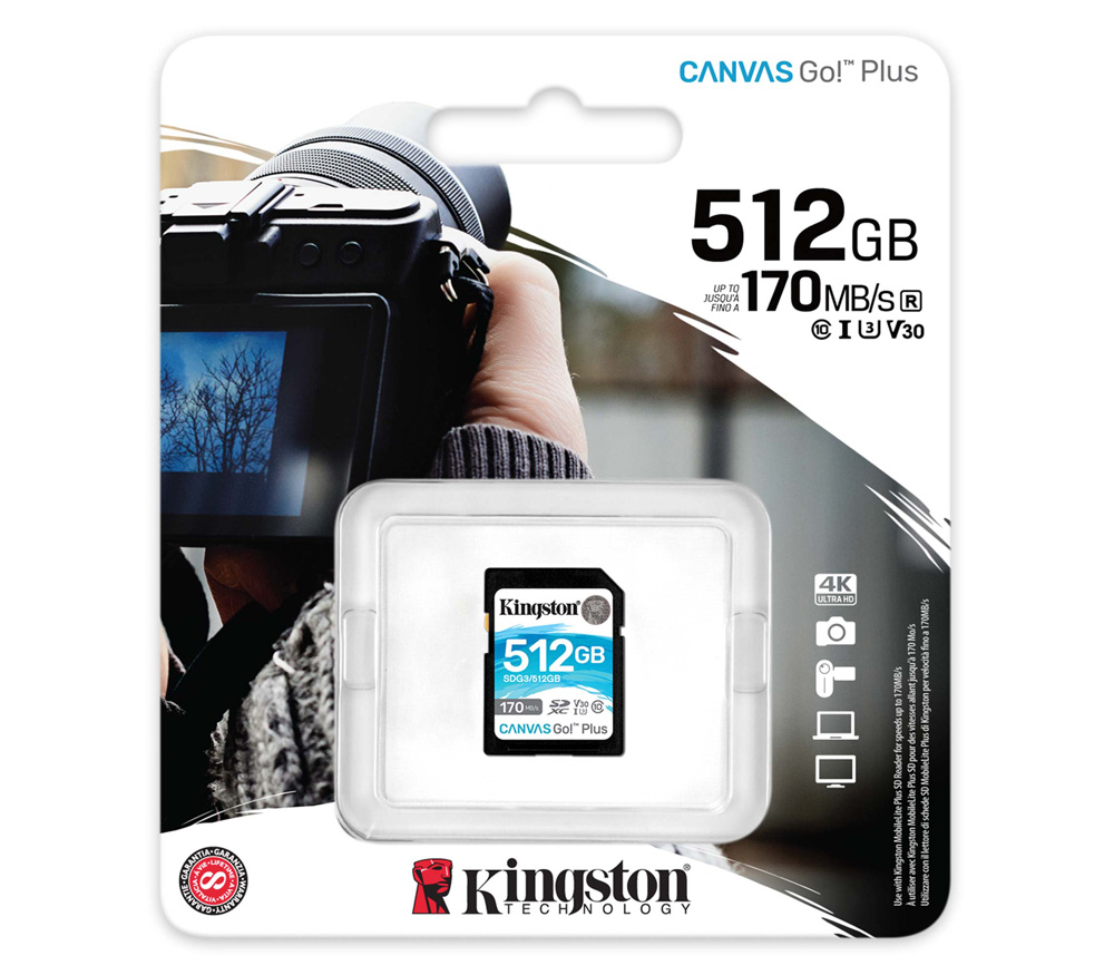 Карта памяти Kingston SDXC 512GB Canvas Go Plus UHS-I Class U3 V30 90/170Mb/s