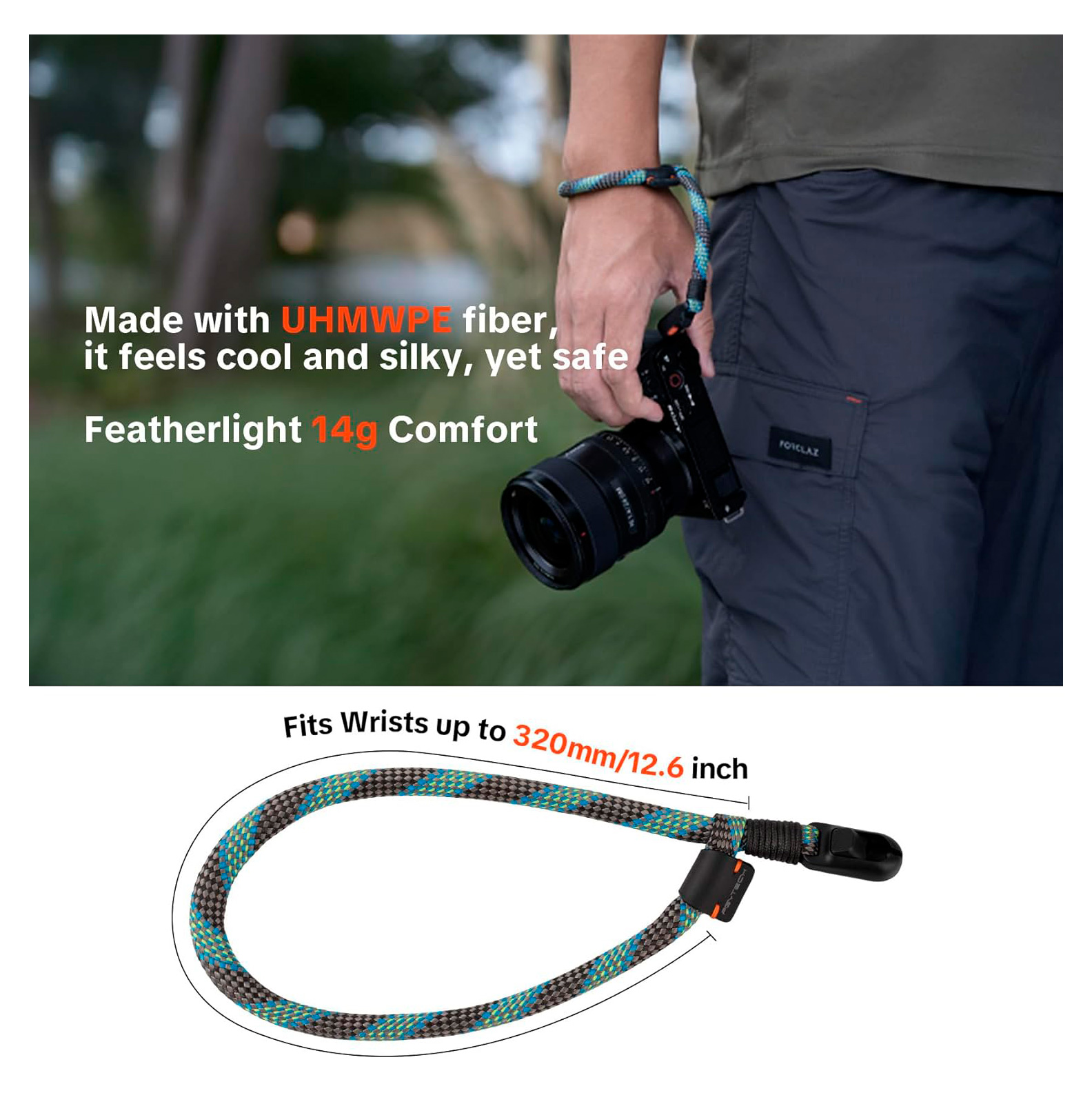Наручный ремень PGYTECH Camera Wrist Strap Slim Outdoor, цвет Wilderness Green
