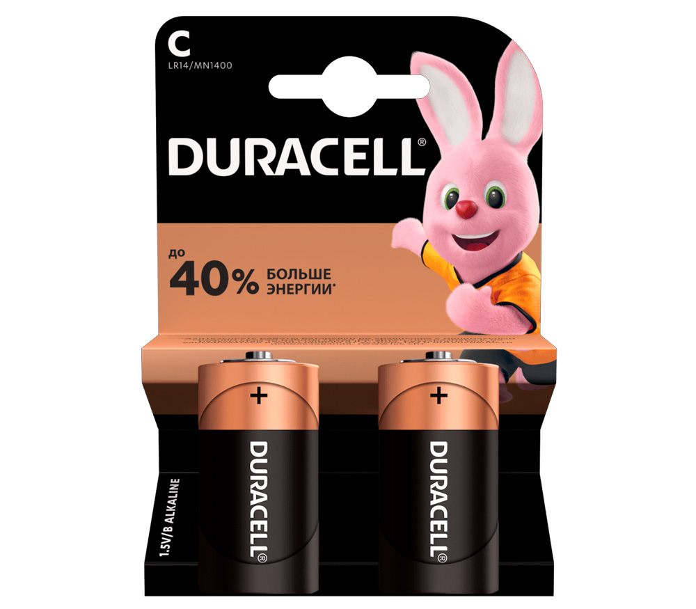 Батарейки Duracell C / LR14, 2 шт.